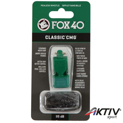 Síp Fox 40 CMG fogvédővel zöld sípzsinórral