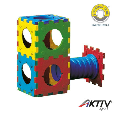 Mászókészlet emeletes házikóval, alagúttal Cubic C