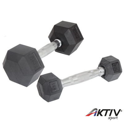 Hatszögletű gumírozott kézisúlyzó szett 1-10 kg