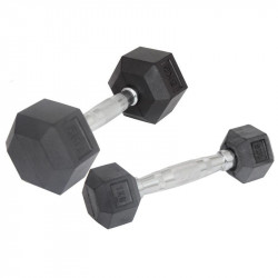 Hatszögletű gumírozott kézisúlyzó szett 1-10 kg Fitness