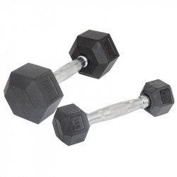 Hatszögletű gumírozott kézisúlyzó szett 1-10 kg Fitness