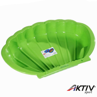 Kagyló formájú homokozó és medence zöld