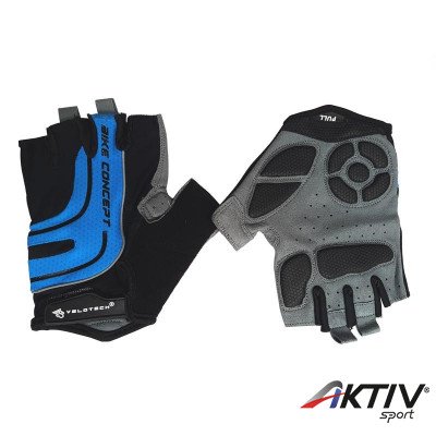 Kerékpár kesztyű felnőtt Velotech rövid ujjú kék