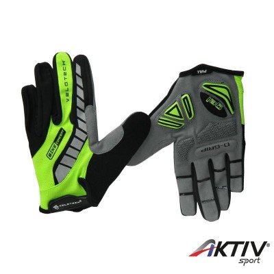 Kerékpár kesztyű felnőtt Velotech hosszú zöld L/XL