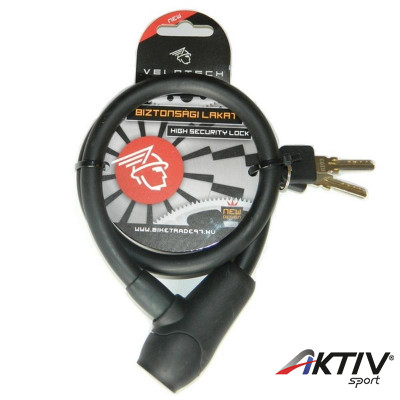 Kerékpárzár Velotech 1,2x65 cm fekete