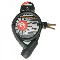 Kerékpárzár Velotech 1,2x65 cm fekete Sportszer Velotech