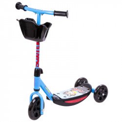 Háromkerekű roller kosárkával kék Sportszer