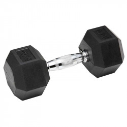 Hatszögletű gumírozott fix kézisúlyzó 16 kg Fitness Robust
