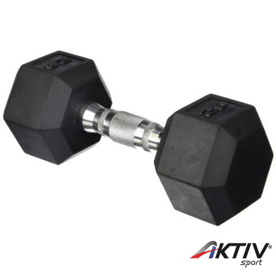 Hatszögletű gumírozott fix kézisúlyzó 46 kg