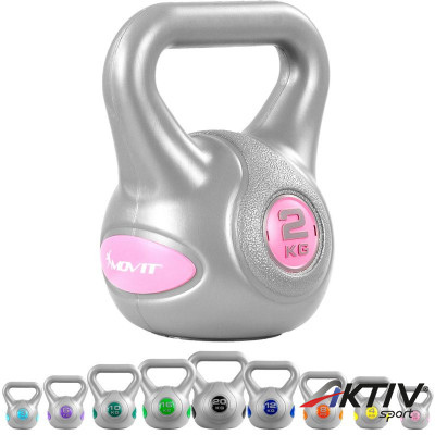 Kettlebell MOVIT 2 kg szürke-rózsaszín