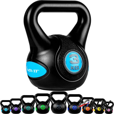 Kettlebell MOVIT 3 kg fekete-világos kék