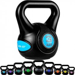 Kettlebell MOVIT 3 kg fekete-világos kék Fitness MOVIT