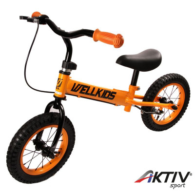 Fém futóbicikli fékkel narancssárga-fekete