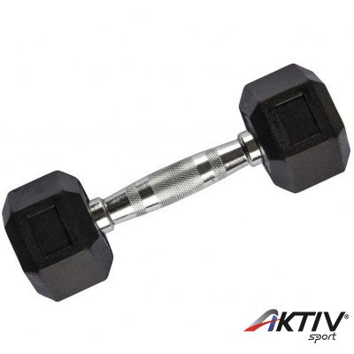 Hatszögletű gumírozott fix kézisúlyzó 5 kg