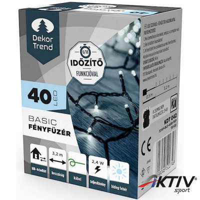 Kültéri LED fényfüzér 40 db hideg fehér LED-del