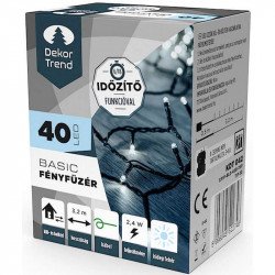 Kültéri LED fényfüzér 40 db hideg fehér LED-del Karácsonyi dekoráció Decor