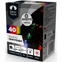 Kültéri LED fényfüzér 40 db színes LED-del Karácsonyi dekoráció Decor