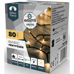 Kültéri LED fényfüzér 80 db meleg fehér LED-del Karácsonyi dekoráció Decor