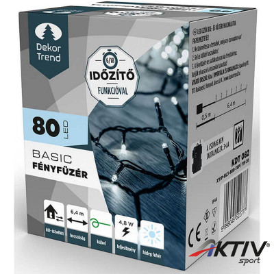 Kültéri LED fényfüzér 80 db hideg fehér LED-del