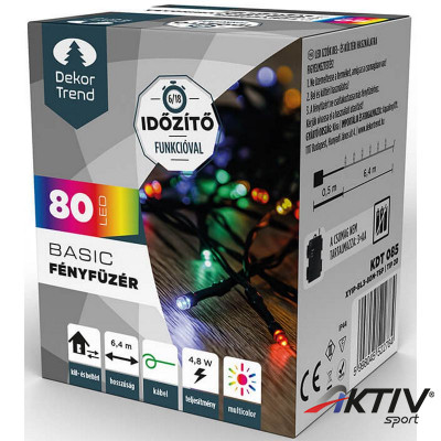 Kültéri LED fényfüzér 80 db színes LED-del
