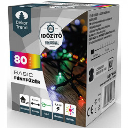 Kültéri LED fényfüzér 80 db színes LED-del Karácsonyi dekoráció Decor