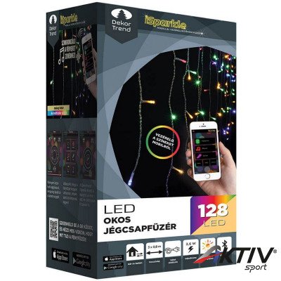 Mobil vezérelhető okos jégcsapfüzér iSparkle színváltó 128 LED 3x0,5 m