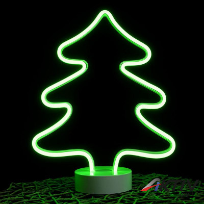 Neon ablakdísz fenyő motívum 31x25 cm