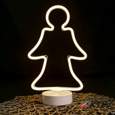 Neon ablakdísz angyal motívum 29x18 cm