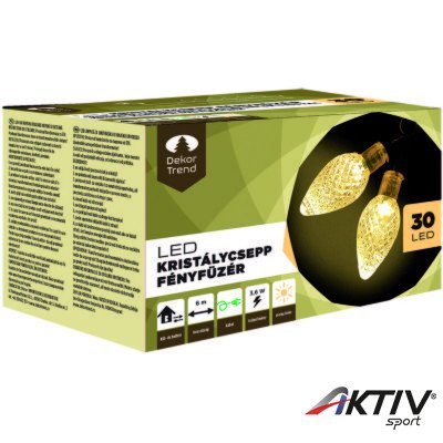 Kültéri Kristálycsepp fényfüzér 30 LED meleg fehér 6 m