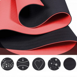 Jóga matrac fekete-piros 180x60x0,6 cm