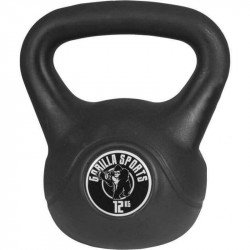 Kettlebell műanyag borítású 12 kg fekete Fitness Gorilla Sports