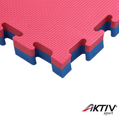 Puzzle tatami szőnyeg Aktivsport 100x100x4 cm piros-kék