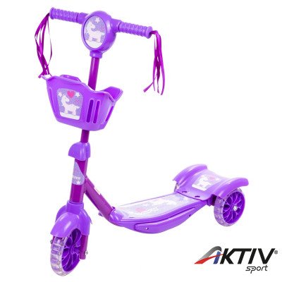 Háromkerekű roller kosárkával lila