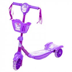 Háromkerekű roller kosárkával lila Sportszer