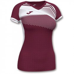 Röplabda mez Joma Supernova II női rövid ujjú burgundi piros-fehér XL Röplabda mezek Joma