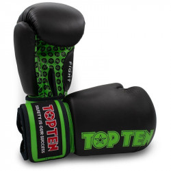 Boxkesztyű Top Ten Fight fekete-zöld Sportszer Top Ten