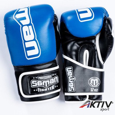 Boxkesztyű Saman Colours 1985 műbőr kék-fekete 12 oz