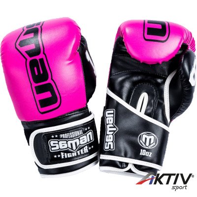 Boxkesztyű Saman Colours 1985 műbőr pink-fekete 10 oz