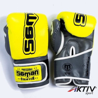 Boxkesztyű Saman Colours 1985 műbőr sárga-szürke 10 oz