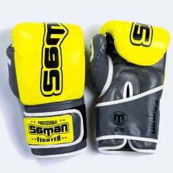 Boxkesztyű Saman Colours 1985 műbőr sárga-szürke 10 oz Sportszer Saman