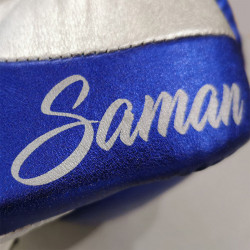 Boxkesztyű Saman Event Gloves bőr fűzős kék-ezüst 8 oz