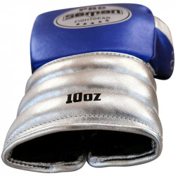 Boxkesztyű Saman Event Gloves bőr fűzős kék-ezüst 8 oz