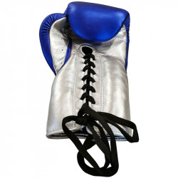 Boxkesztyű Saman Event Gloves bőr fűzős kék-ezüst 8 oz
