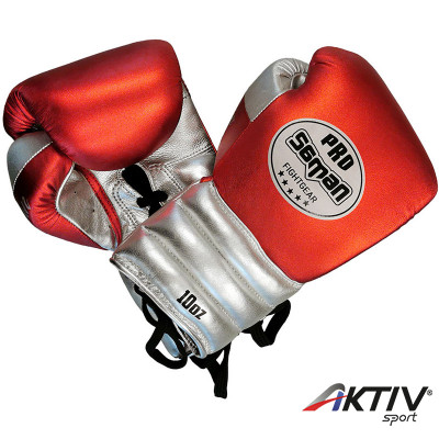 Boxkesztyű Saman Event Gloves bőr fűzős meggy-ezüst 8 oz