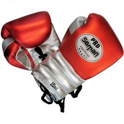Boxkesztyű Saman Event Gloves bőr fűzős meggy-ezüst 8 oz Sportszer Saman