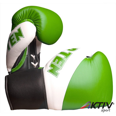 Boxkesztyű Top Ten Pro X valódi bőr zöld-fehér 10 oz