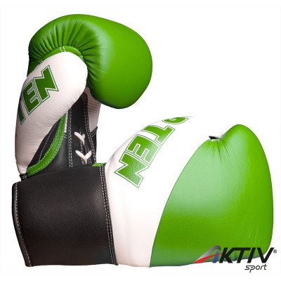 Boxkesztyű Top Ten Pro X valódi bőr zöld-fehér 10 oz
