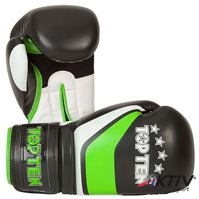 Boxkesztyű Top Ten Stripe fekete-zöld-fehér 10 oz