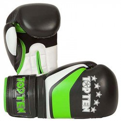Boxkesztyű Top Ten Stripe fekete-zöld-fehér 10 oz Sportszer Top Ten