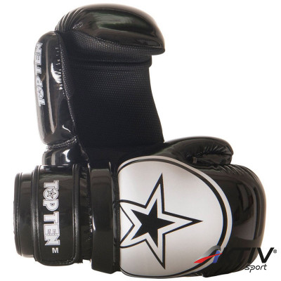 Semi-contact kesztyű Top Ten Glossy Block Star WAKO fekete-fehér